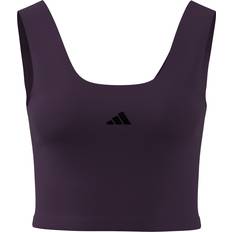 Purple - Women Tank Tops adidas Essentials Small Logo Cotton Tank Top - Aurora Plum/Black