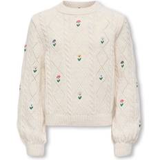 Blomstrede Striktrøjer Kids Only Kogflower L S O-Neck Knt - Cream