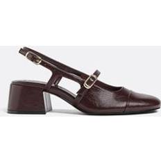 Stradivarius Block Heel Mary Jane-Style Shoes - Burgundy