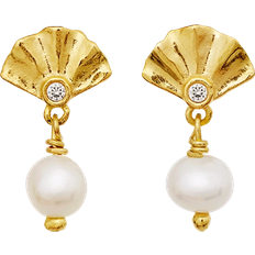 Guld Øreringe Maanesten Odette Ørering Gold Plated Forgyldt Sølv