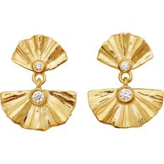 Guld - Kubisk Zirkon Øreringe Maanesten Odile Ørerings Gold Plated Zirkonia - NEW