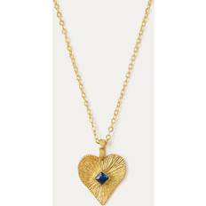 Blue Necklaces Ottoman Hands Golden Heart Pendant Necklace Blue Crystal