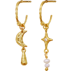 Guld - Hoop-øreringe Maanesten Tamina Earrings Gold Plated Med Perler - Gold Colour