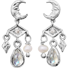 Maanesten Rød Øreringe Maanesten Colline Øreringe Smykker Accessories - Silver Colour