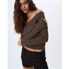 Off-Shoulder T-shirts Stradivarius Off-the-shoulder Top - Brown