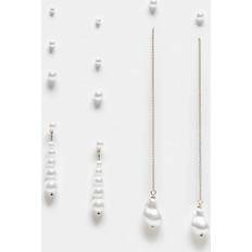 Luminna Pack Of 6 Pearl Earrings - White