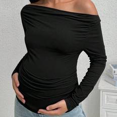 Maternity Asymmetrical Neck Slim Fit T-Shirt