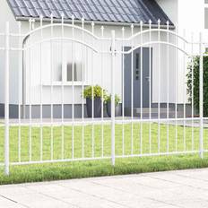 vidaXL Trädgårdsstängsel Vit 190 cm Pulverlackerad Stål