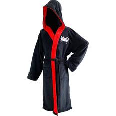 Men - Polyester Sleepwear Groovy Space Invaders Men's Fleece Hooded Bathrobe - Black/Red/White