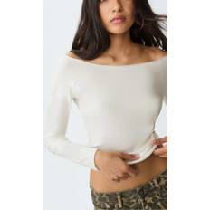 Off-Shoulder T-shirts Stradivarius Offshoulder-Top - Hvid