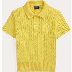 Polo Ralph Lauren Yellow Jumpers Polo Ralph Lauren Cropped Short Sleeve Cable Knit Jumper - Yellow