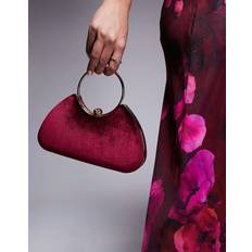 True Decadence Clutch Taske Velour Guldfarvet Aftagelig Crossbody Strop - Rød