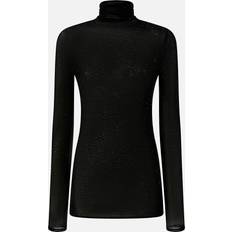 Slim Jumpers Pinko Pull Ajusté Col Montant Micro Paillettes - Noir Limousine