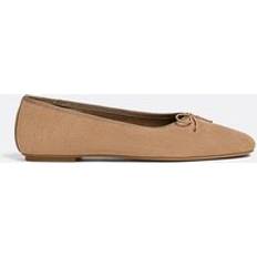 Beige - Suede Ballerinas Stradivarius Split Suede Ballet Flats With Bow - Beige