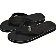 Black Slippers & Sandals Temu Trendy Eva Material Flip-flops For Beach Outdoor
