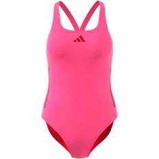 Adidas Pink Swimwear adidas Womens 3 Stripe Swimsuit - Pink Pulse Magenta/Better Scarlet