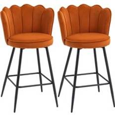 Orange Furniture Homcom Set of 2 Barstools with Petal Backrest Bar Stool