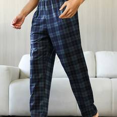 Herr - Polyester Pyjamasar Temu Men's Casual Pajama Pants With Stretch - Elastic