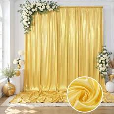 Gold Doorway Party Curtains Shein 2Pcs Gold Satin Backdrop Curtains 145 x 210 x 240 cm