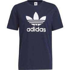 Adidas Natural T-shirts adidas Trefoil Letter Logo Print Crew Neck Short Sleeve T-Shirt - Navy