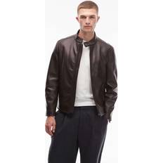 Mango Jackets Mango Faux Leather Collarless Jacket - Brown