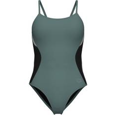 Grøn - Træningstøj Badedragter Arena Mesh Panels Swimsuit Closed Back Badedragt - Olivengrøn