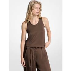 Satin Linnen Michael Kors Satin Racerback Tank Top - Brown