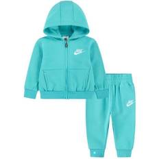 Turquoise Tracksuits Nike Solid Color Sweatshirt and Joggers Set Embroidered Logo
