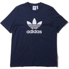 Adidas Natural T-shirts adidas Trefoil Tee With Letter Print Breathable Short Sleeve - College Navy