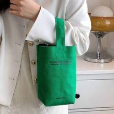 Green Bucket Bags Shein Mini Bucket Bag Polyester Letter Graphic No-Closure