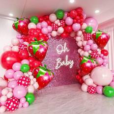 Red Balloon Arches Shein 105pcs Strawberry Balloon Arch Kit