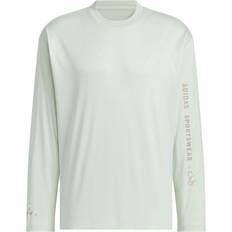 Linne - Unisex T-shirts adidas Logo Print Round Neck Long Sleeve T-Shirt - Linen-Green
