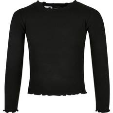 Girls Short Ribbed Long-Sleeved T-Shirt - Black