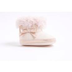 River Island Baby Girls Pink Bow Faux Suedette Booties