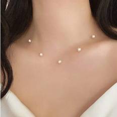 Beige Necklaces Shein Beige Faux Pearl Necklace French - Beige