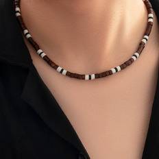 Men - Multicoloured Necklaces Shein Fashionable Popular Men Block Beaded Necklace