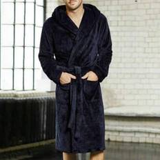 Blue Robes Shein Mens Plush Big Tall Long Fleece Bathrobe - Gift For Men