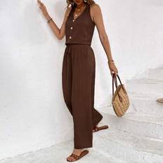 Shein Women Vacation Casual Tank Top And Pants Set