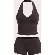 Brown Pyjamas Shein Women's Camisole And Shorts Pajama Set