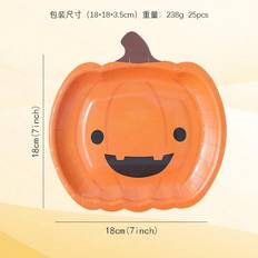 Halloween Disposable Plates Vehhe 7-Inch Cute Halloween Pumpkin Plates 25 Pieces