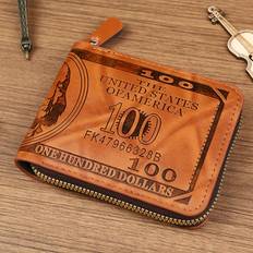Men's Vintage Print Leather Casual Wallet - Black