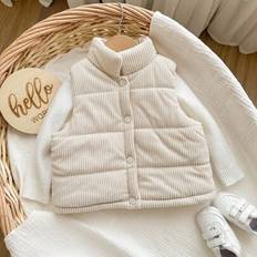 6-9M Vests Shein Babygirl Corduroy Padded Vest - Beige