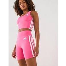 Adidas Pink Tank Tops adidas Train Essentials 3 Stripe Crop Tank - Pink Fusion White