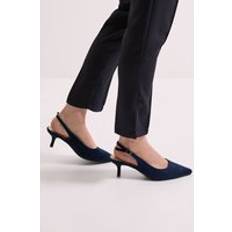 Natural - Women Heels & Pumps Dorothy Perkins Wide Fit Dova Slingback Kitten Heel Court Shoes - Navy