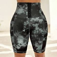 Tie Dye Leggings Shein Front Button Tie-Dye Skinny Leggings - Casual