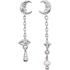 Maanesten Kubisk Zirkon Øreringe Maanesten Beatrice Earrings Med Perler - Silver Colour