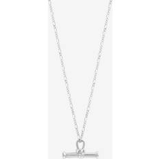 Silver Necklaces Simply Silver Sterling 925 Polished Textured T Bar Necklace