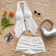 Shein Vacation 2 Pieces Set Cream White
