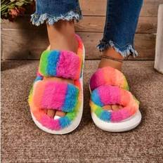 Multicoloured Slippers Shein Fluffy Dual-Strap Non-Slip Slippers