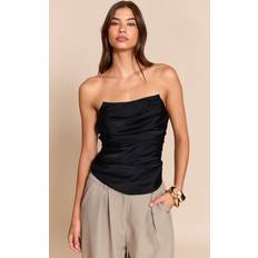 Satin Shapewear & Underplagg PrettyLittleThing Satin Ruched Corset - Black
